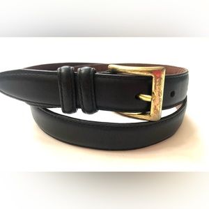 COACH Black Leather Belt Square Brass Buckle Womens Skinny 1" Wide Size 30